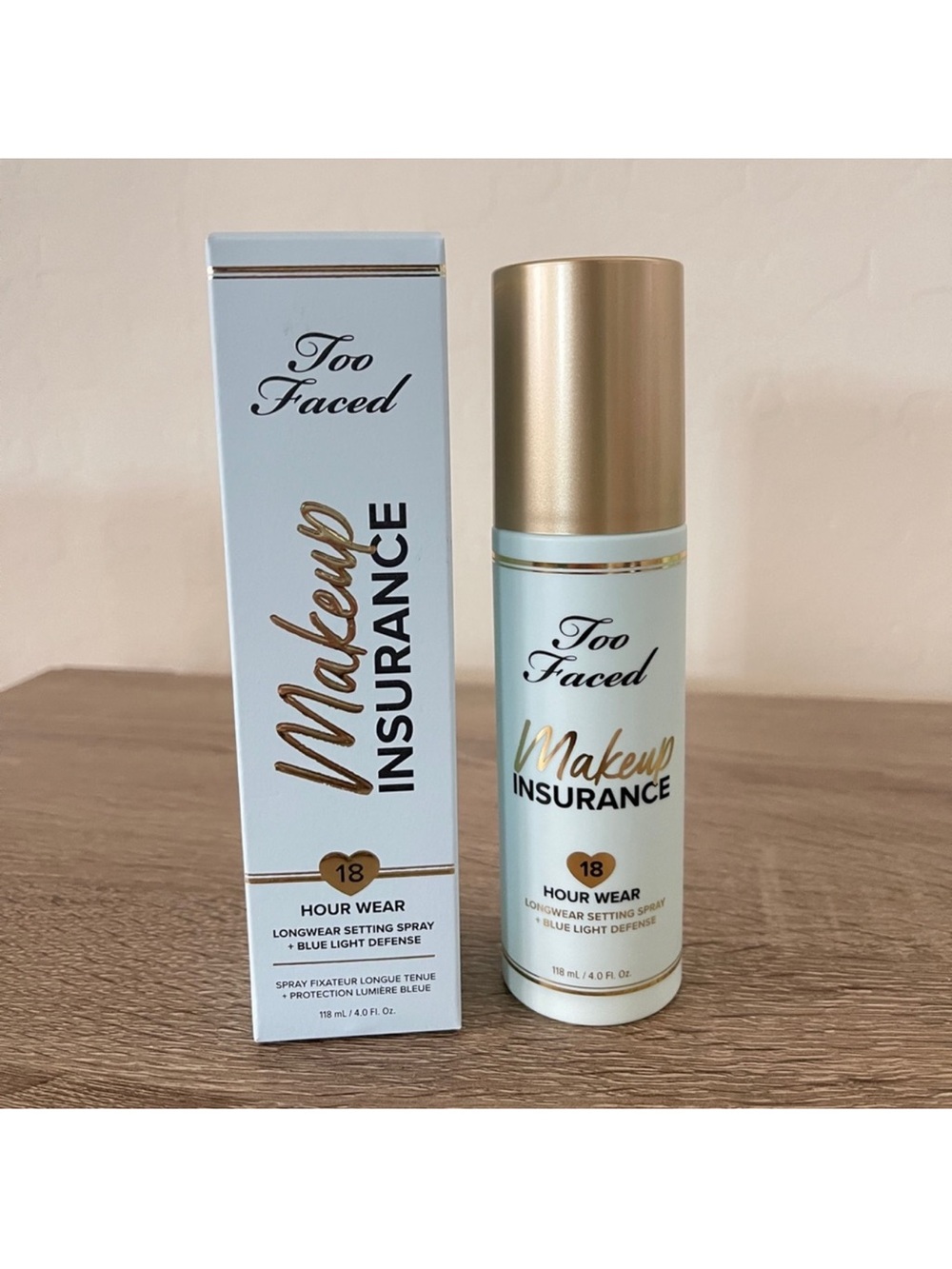 Too Faced Makeup Insurance Longwear Setting Spray & blue light defense NIB